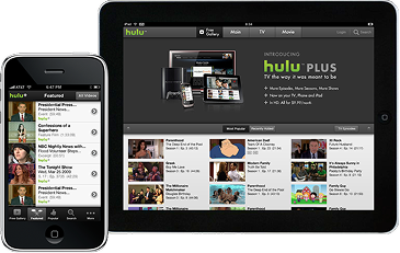 Hulu Plus running on an iPhone and an iPad.