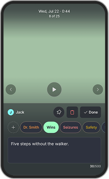 A video with its tags and a note.